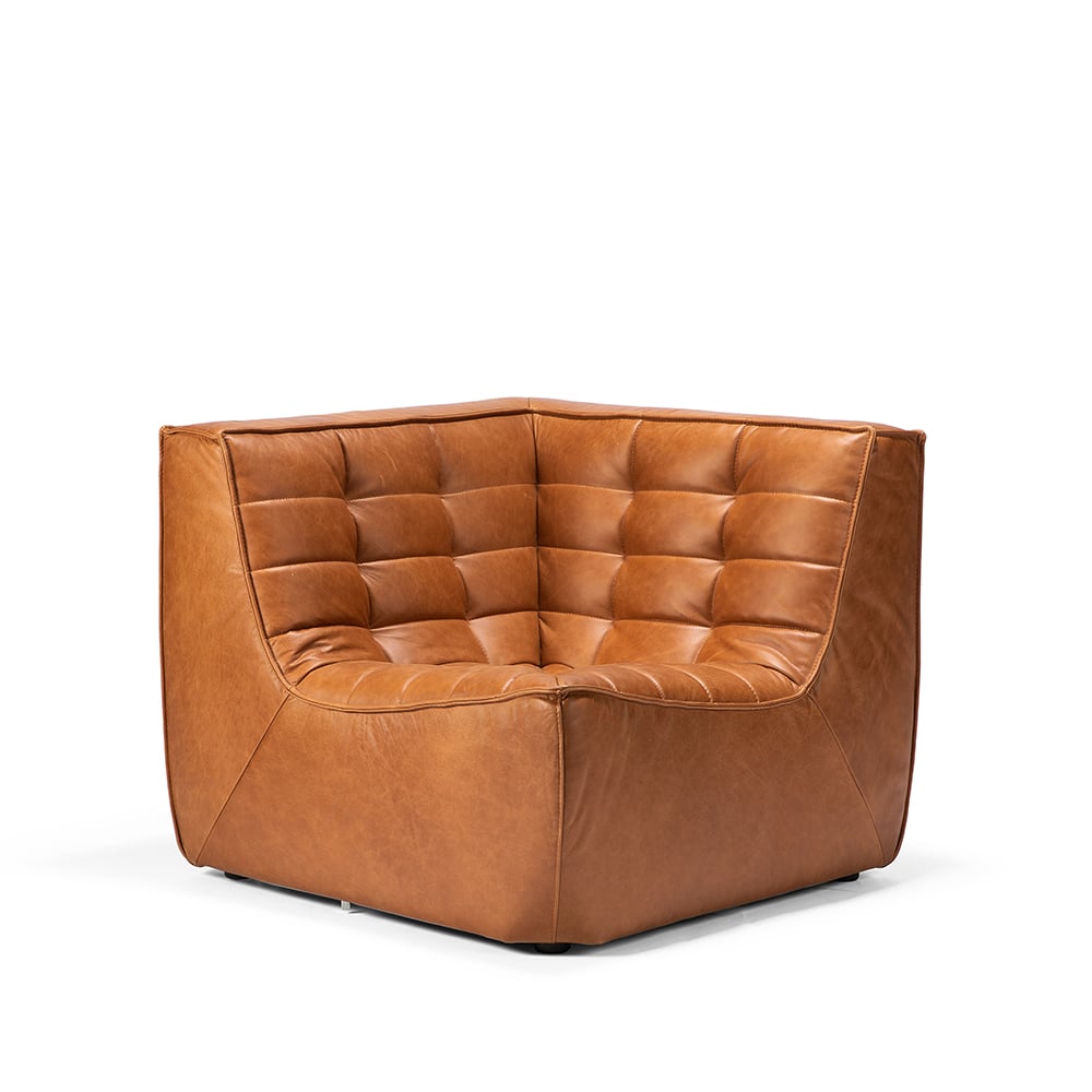 Ethnicraft N701 hjørnemodul lige Læder old saddle | Skandinavisk Design | Sofaer | Brun