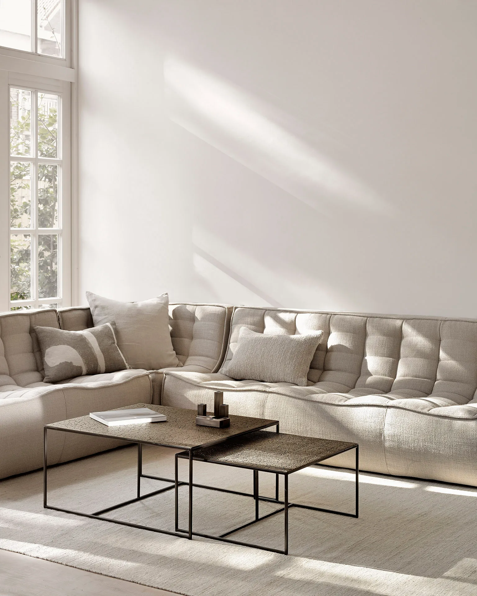 N701 modulhjørnesofa med afrundet hjørne, stof Beige, 330x260 cm Ethnicraft