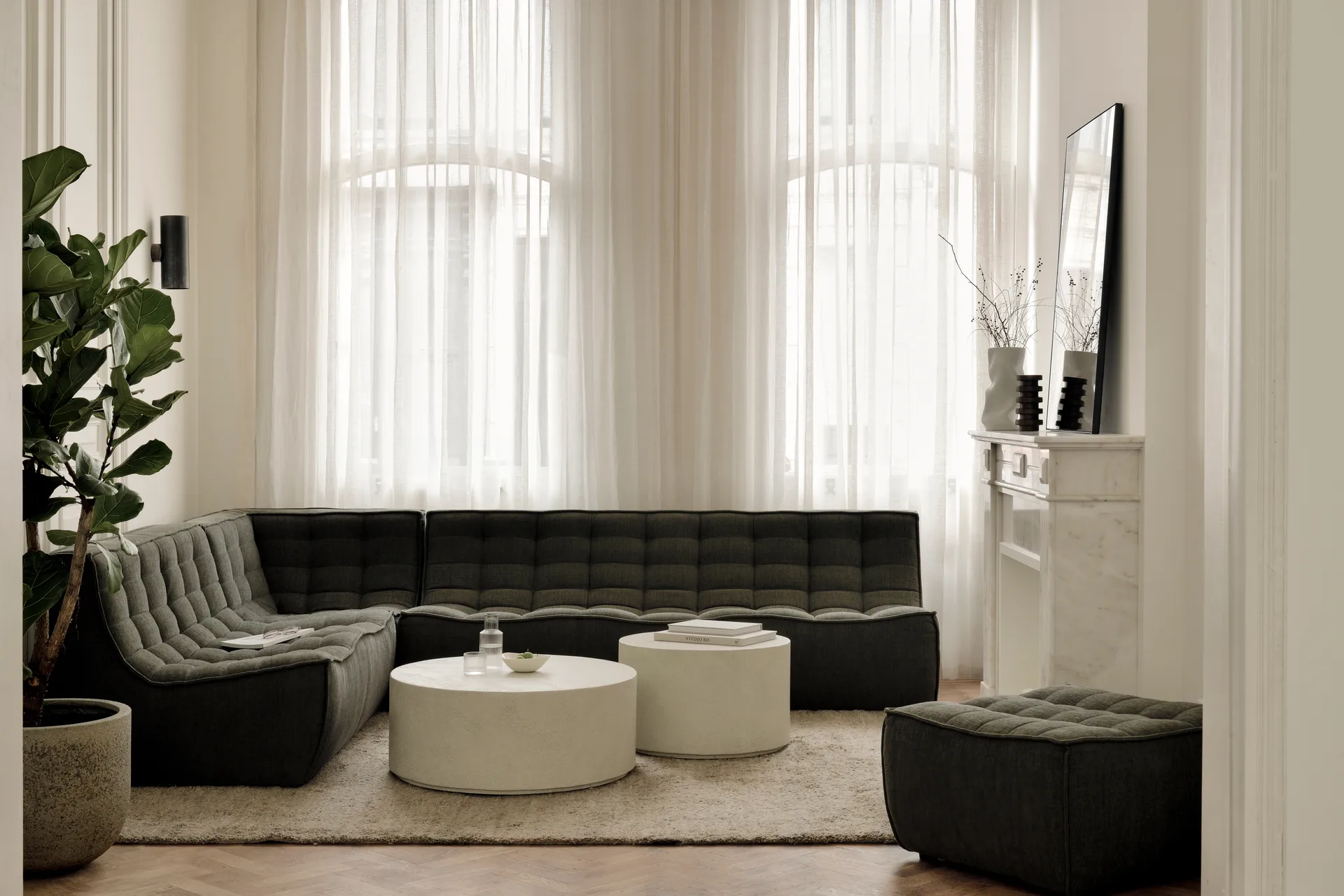 N701 modulhjørnesofa med afrundet hjørne, stof Moss Eco, 330x260 cm,  Ethnicraft