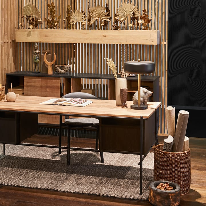 Oscar skrivebord med skuffer, Teak/Sorte metalben Ethnicraft