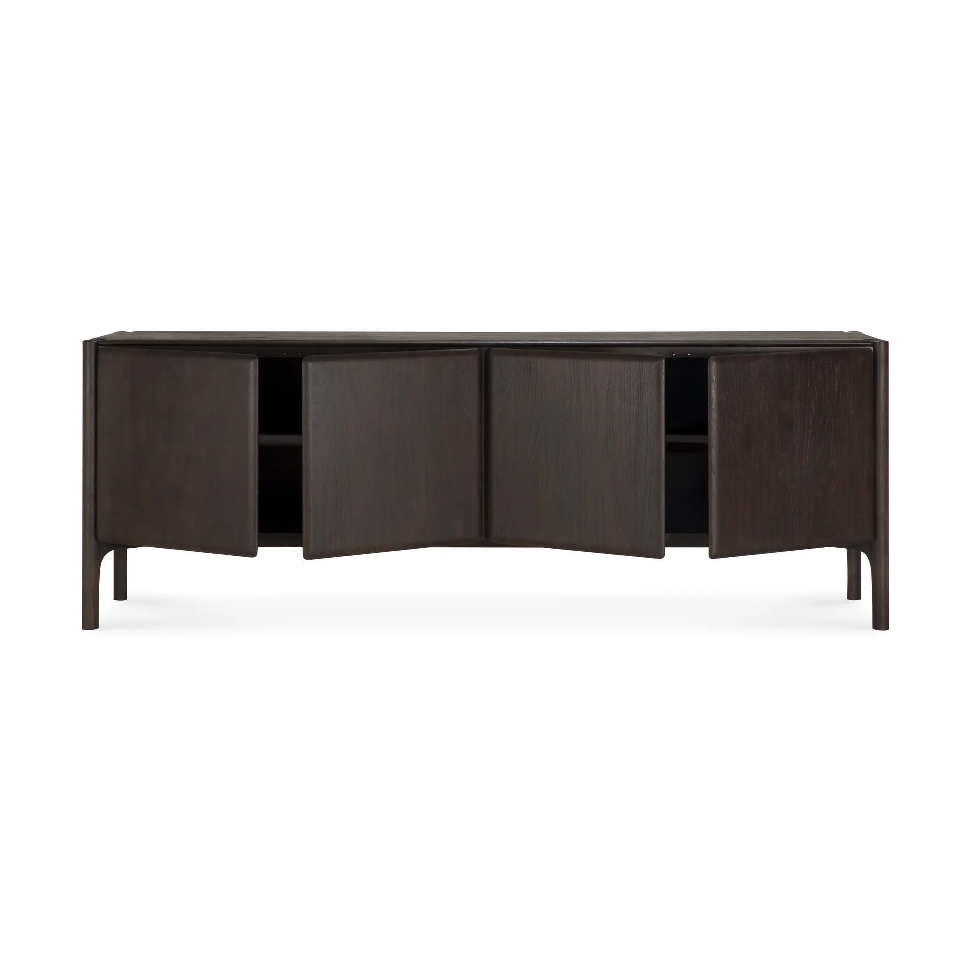 PI sideboard - oak - 3 låger, Teak dark brown, 4 døre Ethnicraft