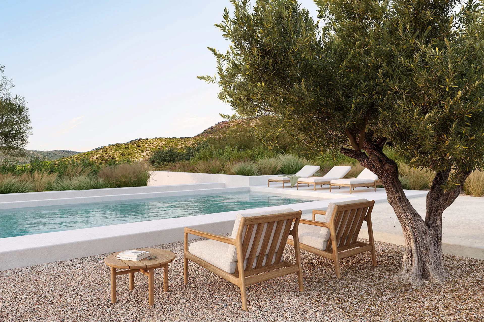 Quatro outdoor sofabord teak, Ø59 cm Ethnicraft