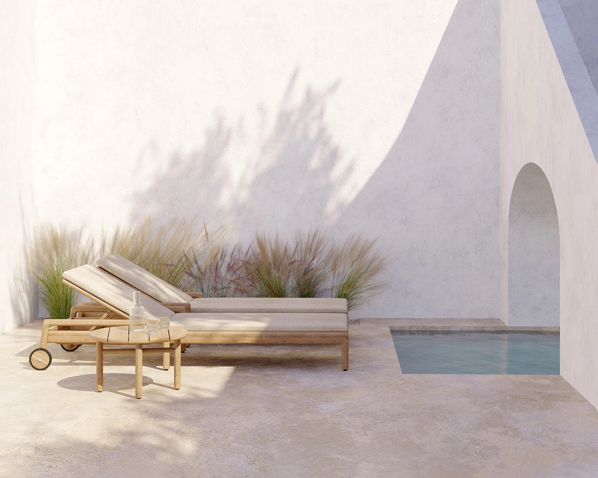 Quatro outdoor sofabord teak, Ø59 cm Ethnicraft