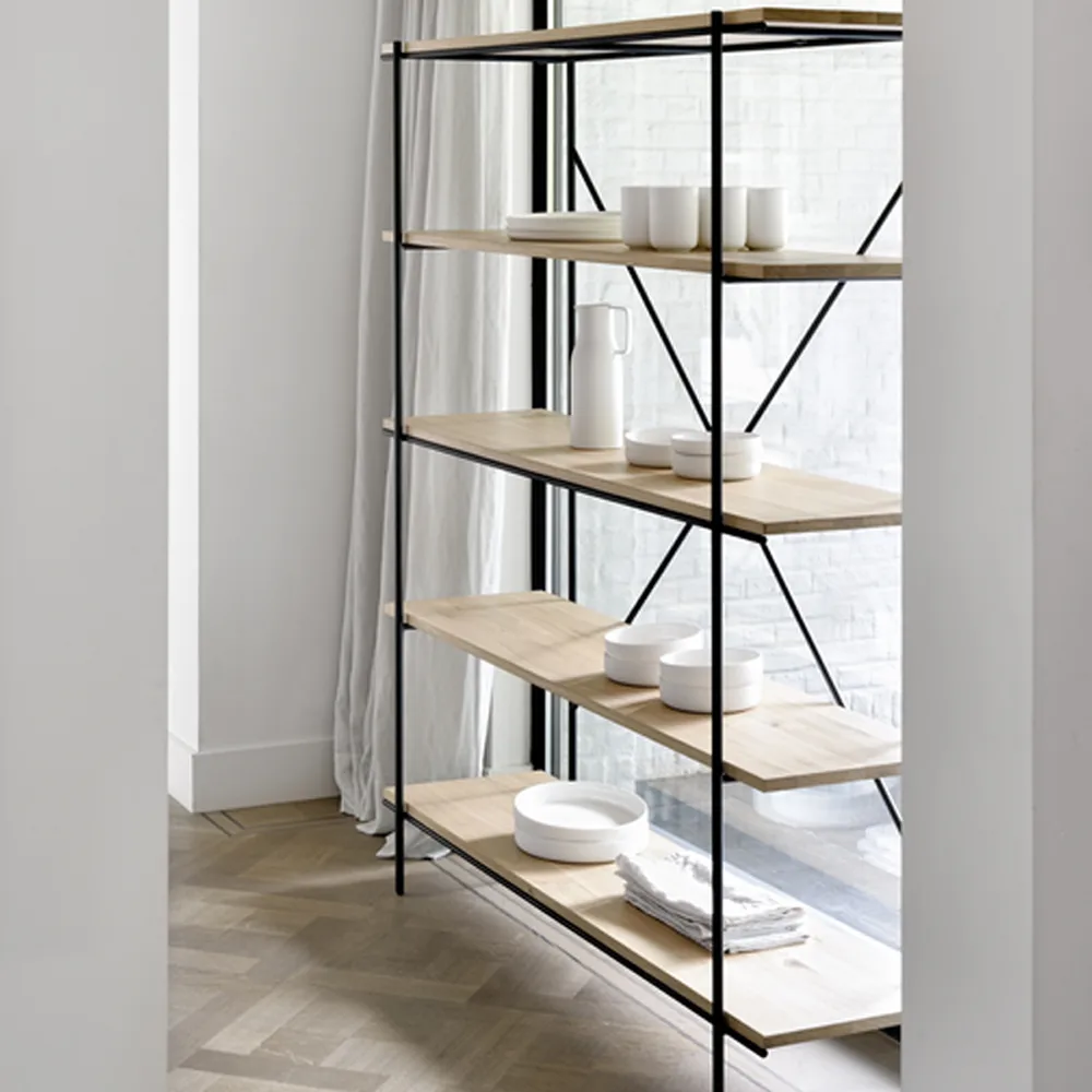 Rise hylde, Oak wax oil/Black metal 165 cm Ethnicraft