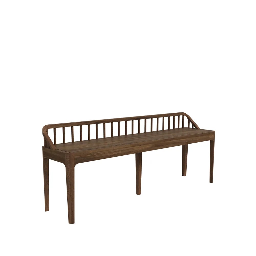 Spindle bænk 60x150 cm, Valnød, ryglæn Ethnicraft