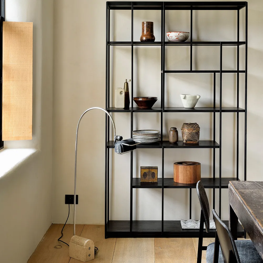 Studio Rack hylde 205x120 cm, Sort teak uden låger Ethnicraft