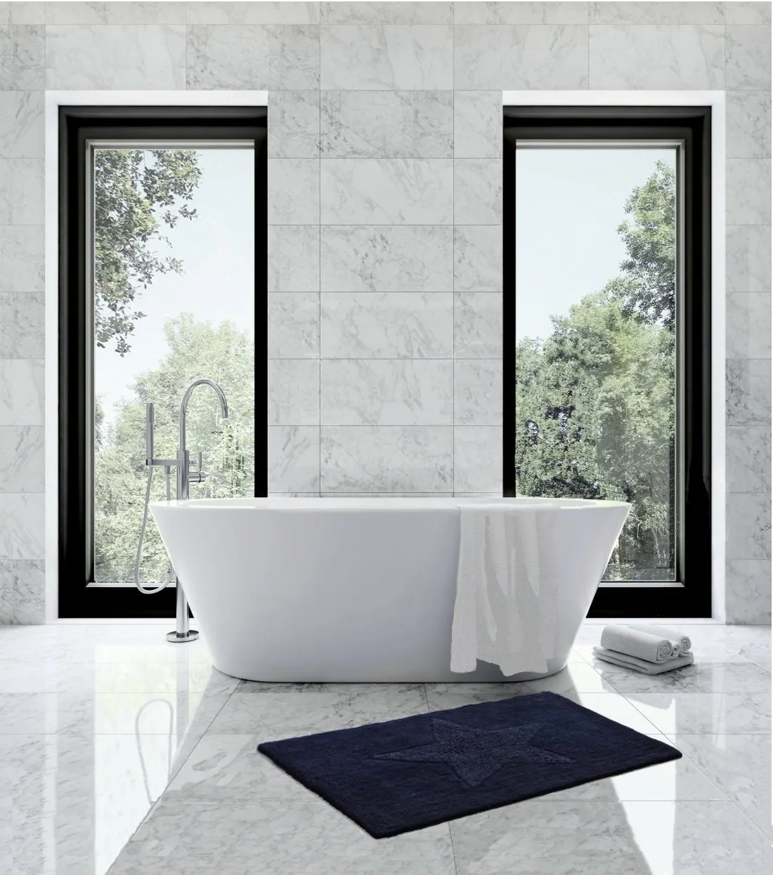 Star tæppe, lille, navyblå Etol Design