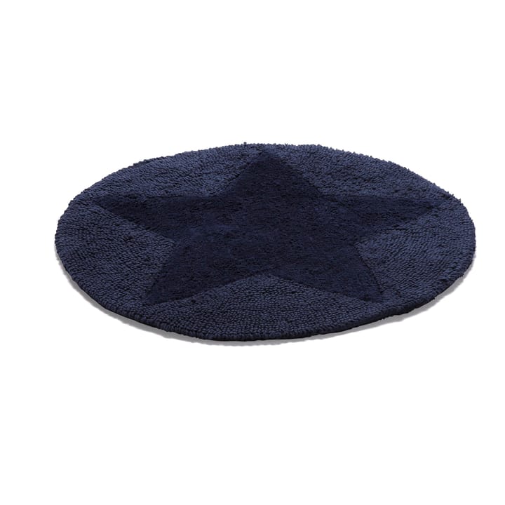 Star tæppe, rundt - navyblå - Etol Design