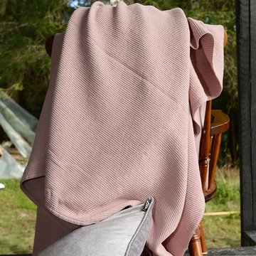 Stripe sengetæppe stenvasket bomuld 180x260 - Dusty Rose - Etol Design