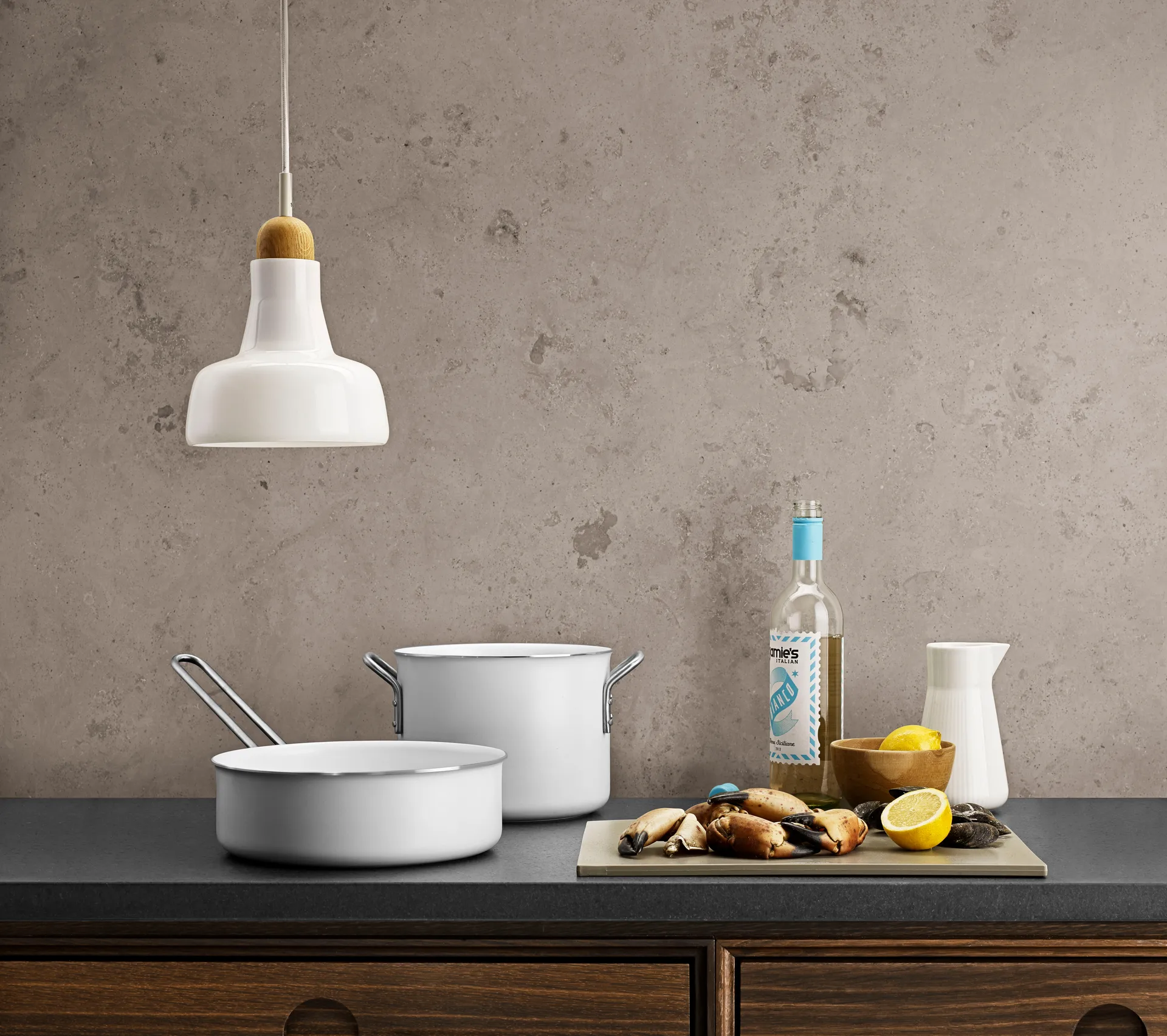 Eva Trio White Line Slip-Let keramisk gryde, 7 L Eva Solo