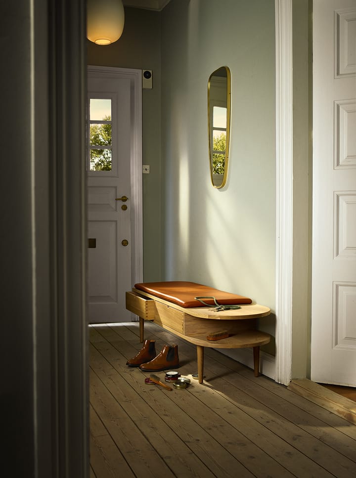 F24 Radius bænk, Oak nature lacquered 45x145 cm FDB Møbler