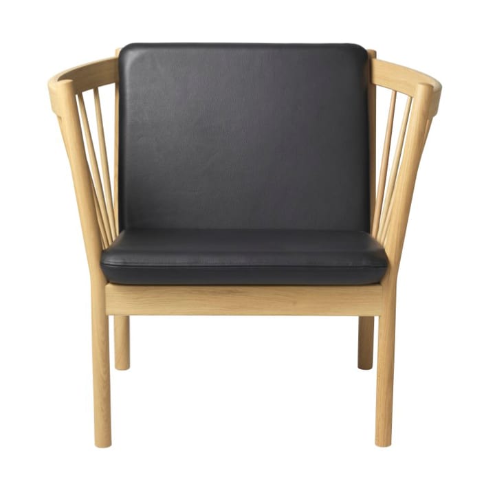 J146 Lænestol - Oak nature lacquered-black leather - FDB Møbler