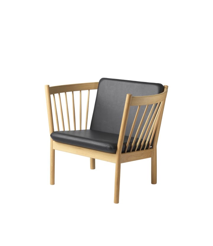 J146 Lænestol, Oak nature lacquered-black leather FDB Møbler