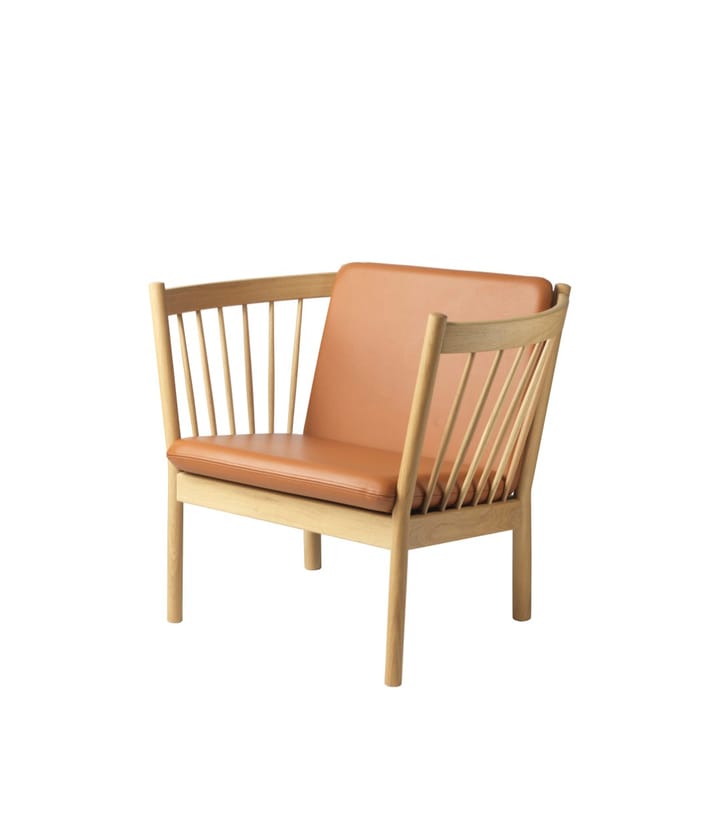 J146 Lænestol, Oak nature lacquered-cognac leather FDB Møbler
