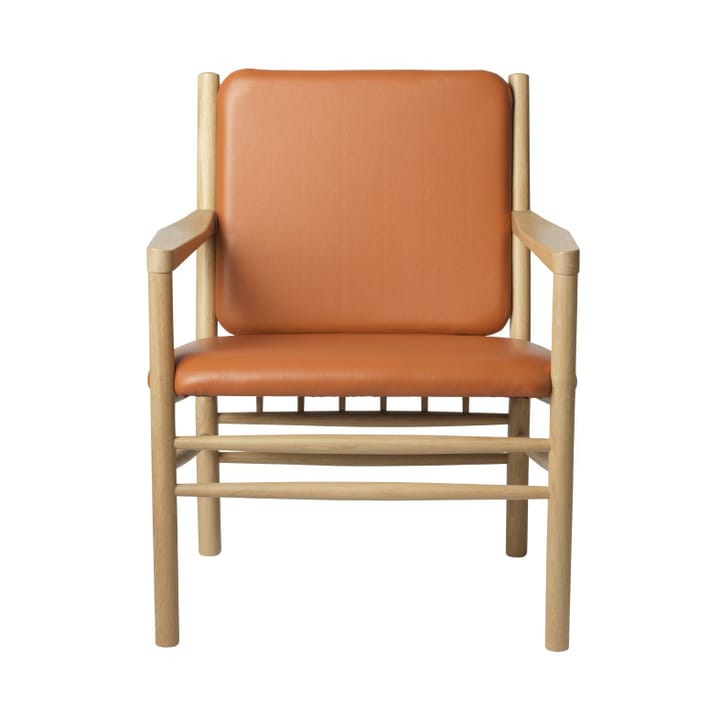 J147 Lænestol - Oak nature lacquered-cognac leather - FDB Møbler