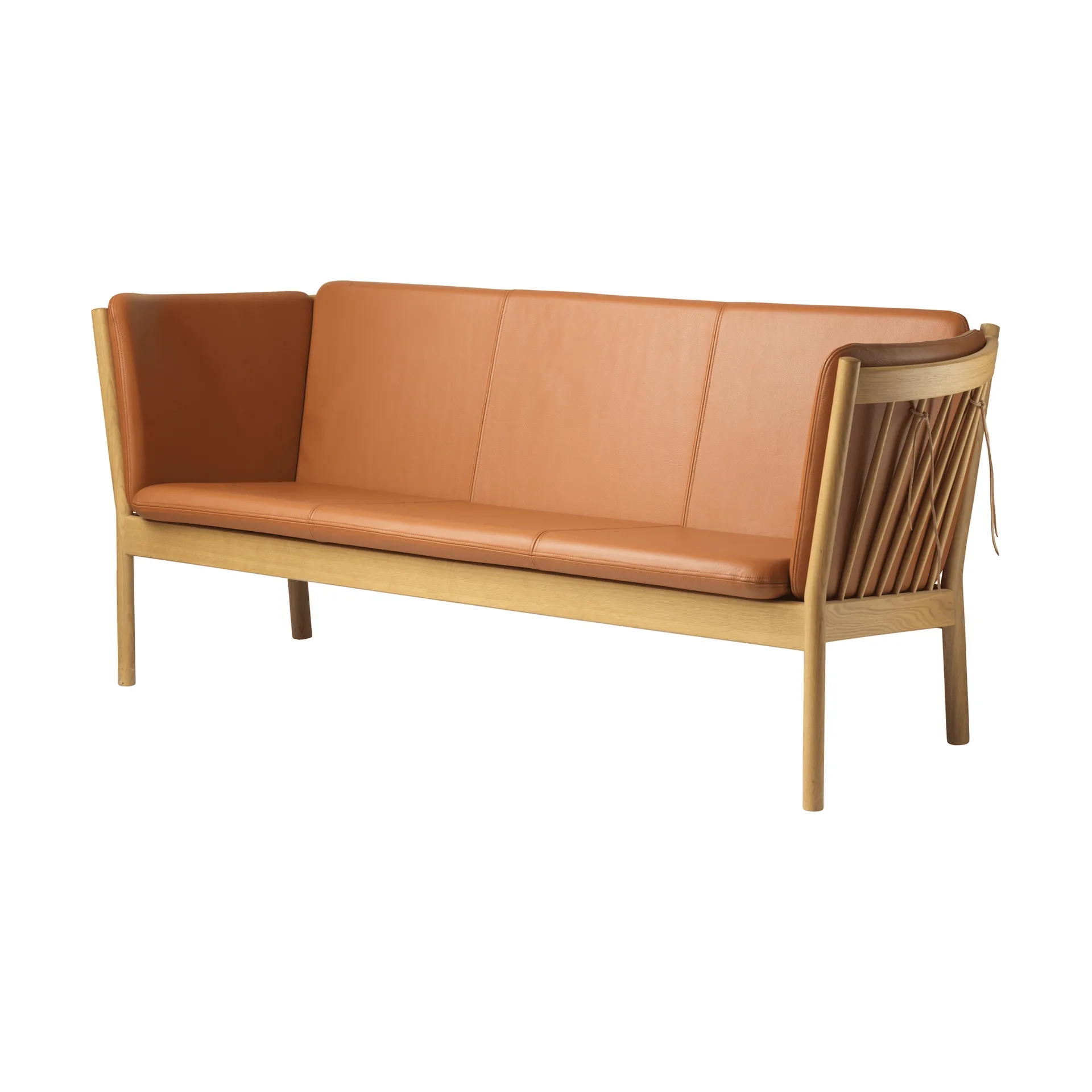 J149 sofa, Læder cognac-lakeret eg, 3-personers  FDB Møbler