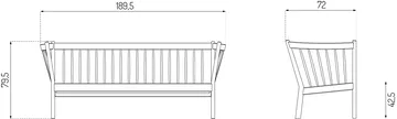J149 sofa - Stof sortlakeret eg, 3-personers - FDB Møbler