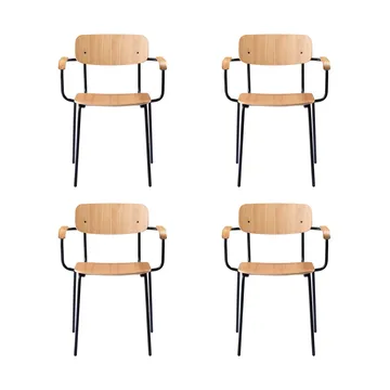 J183 Holmen karmstol 4-pak - Oak veneer-black legs - FDB Møbler