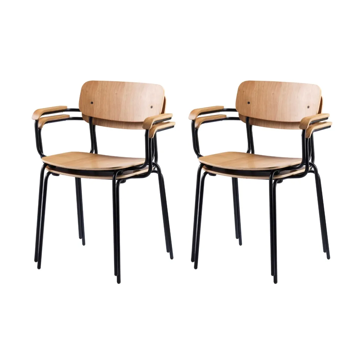 J183 Holmen karmstol 4-pak, Oak veneer-black legs FDB Møbler