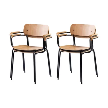 J183 Holmen karmstol 4-pak - Oak veneer-black legs - FDB Møbler