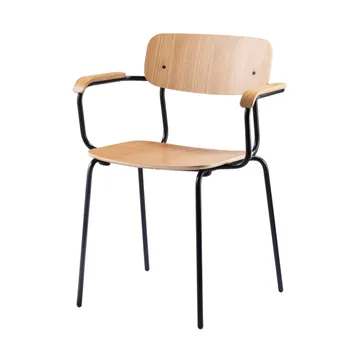 J183 Holmen karmstol - Oak veneer-black legs - FDB Møbler