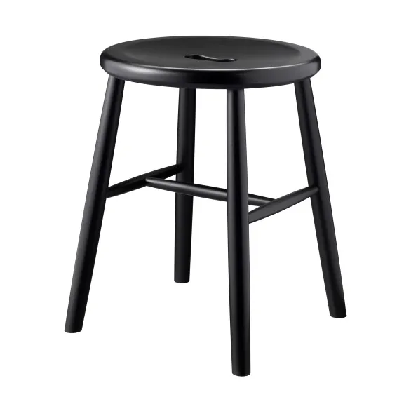J27 rund skammel - Beech black painted, Ø35x45,5 cm - FDB Møbler