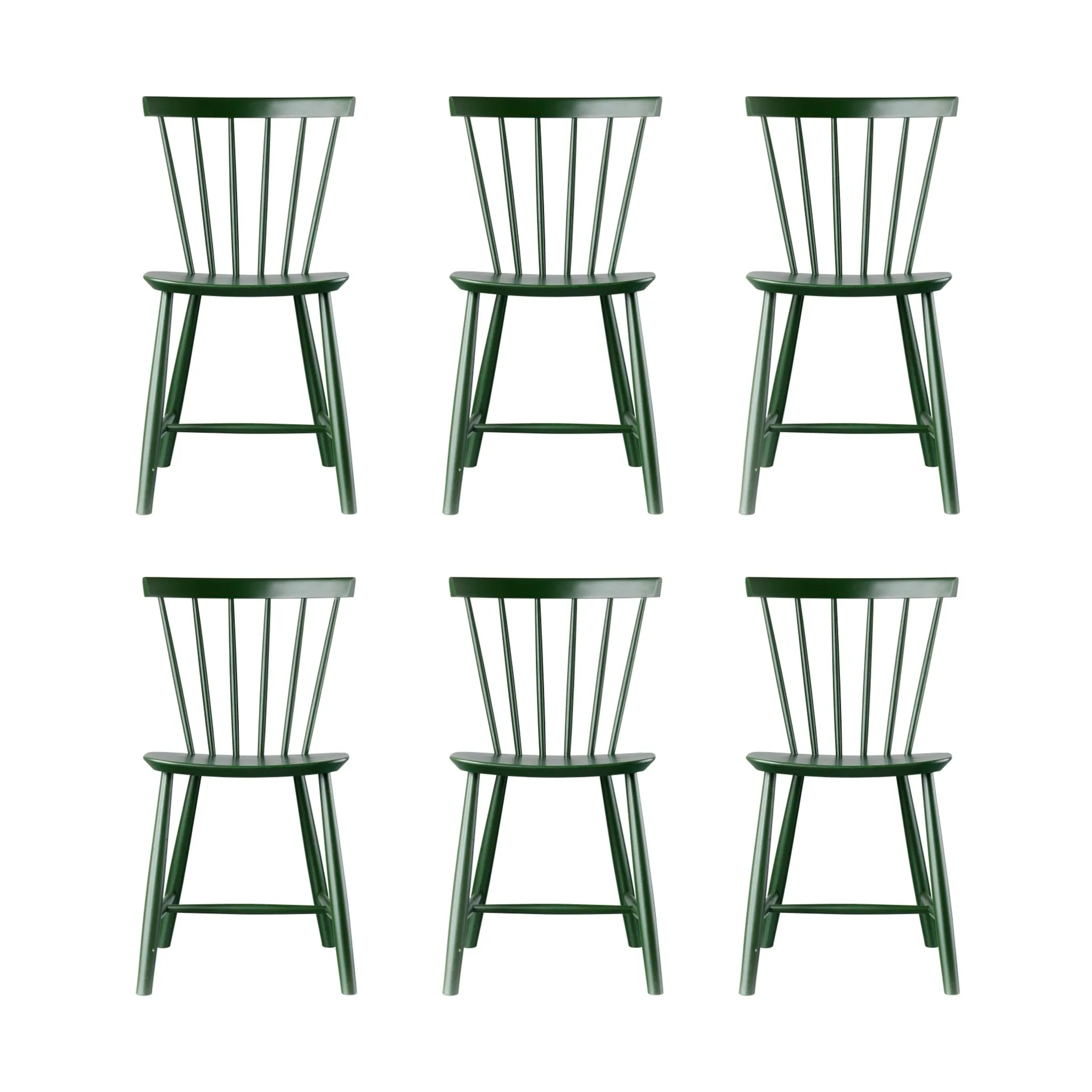 J46 stol, Bøg bottle green malet, 6 stk.,  FDB Møbler