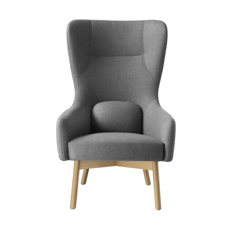 L35 Gesja Wing Chair øreklapstol, Oak nature lacquered-dark grey FDB Møbler