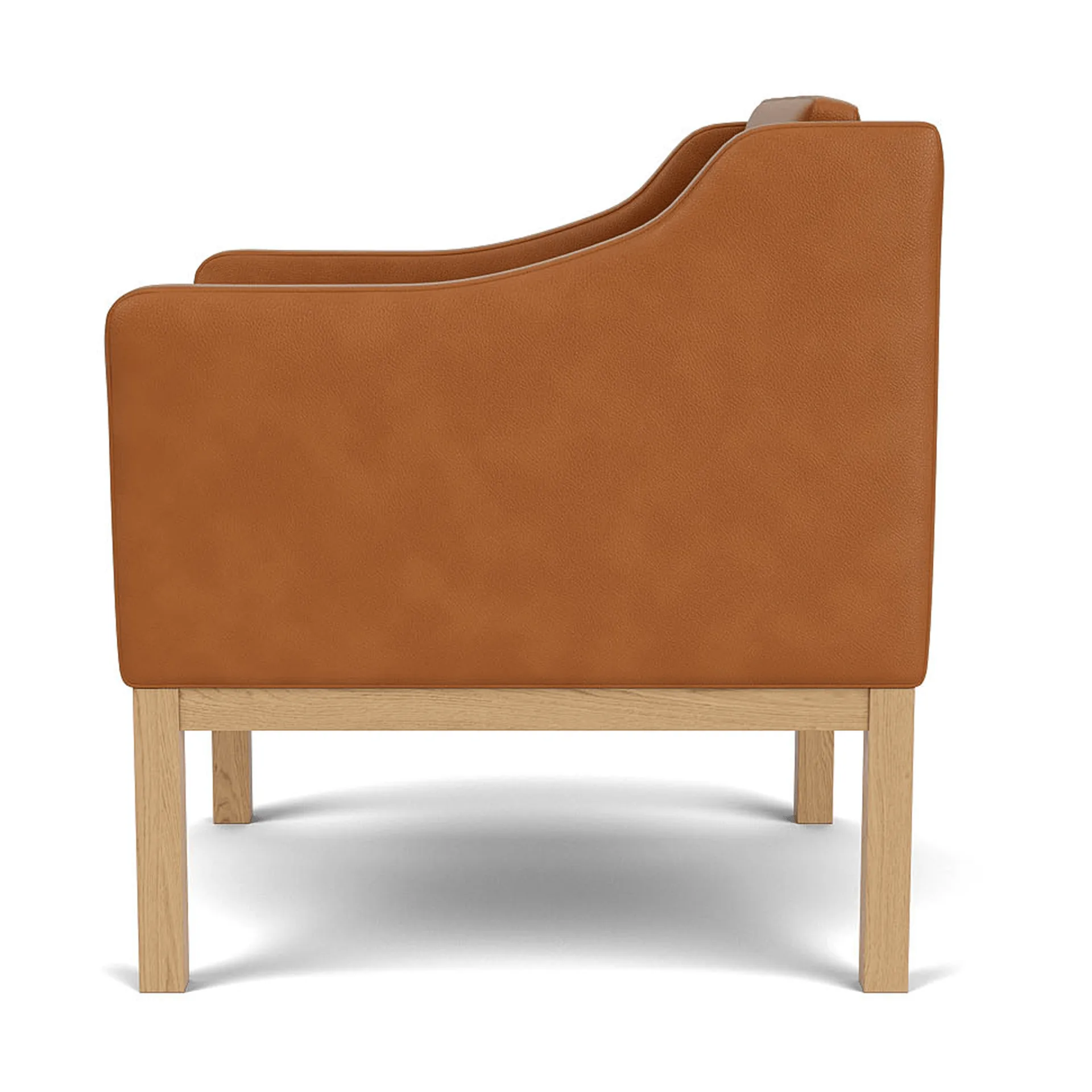 L46 MK155 easy chair lænestol armstol, Lakeret eg-læder cognac FDB Møbler