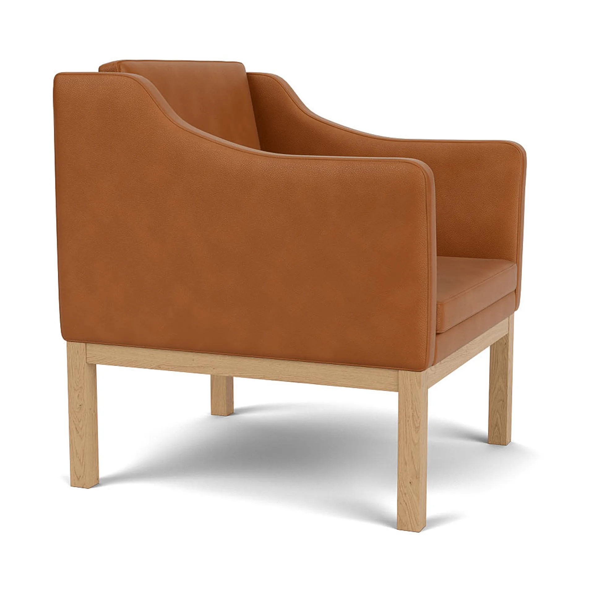 L46 MK155 easy chair lænestol armstol, Lakeret eg-læder cognac FDB Møbler
