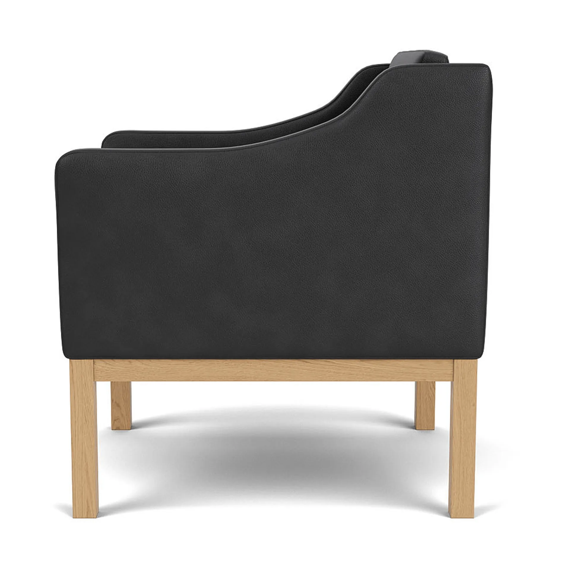 L46 MK155 easy chair lænestol armstol, Lakeret eg-læder sort FDB Møbler