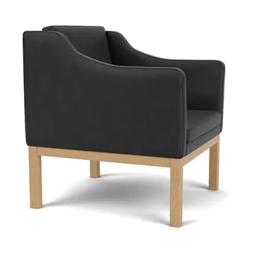 L46 MK155 easy chair lænestol armstol - Lakeret eg-læder sort - FDB Møbler