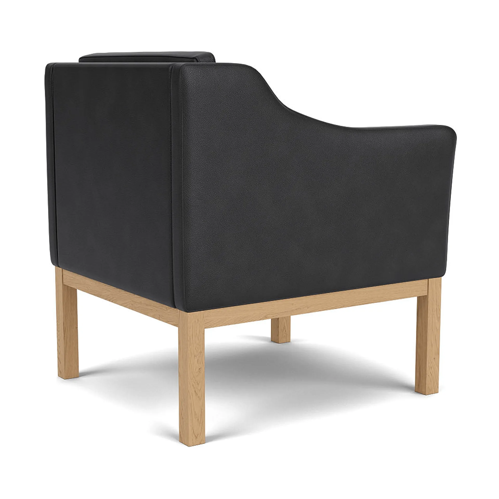 L46 MK155 easy chair lænestol armstol, Lakeret eg-læder sort FDB Møbler