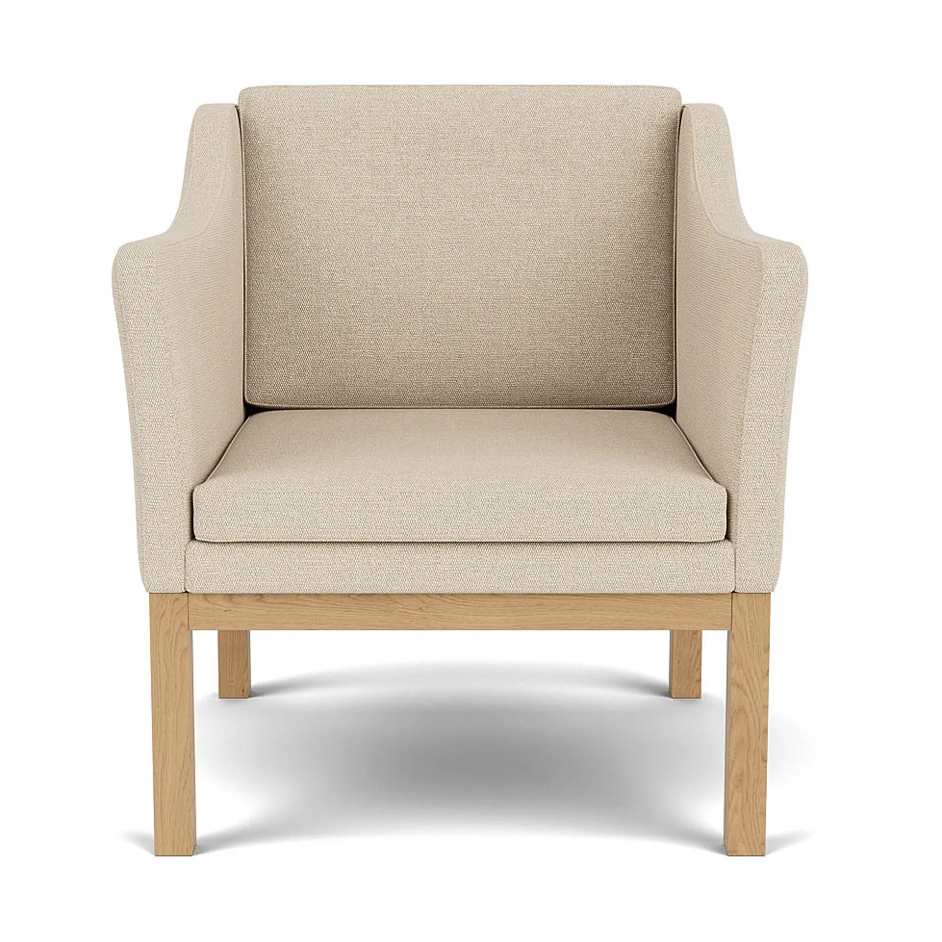 L46 MK155 easy chair lænestol armstol, Lakeret eg-tekstil beige FDB Møbler
