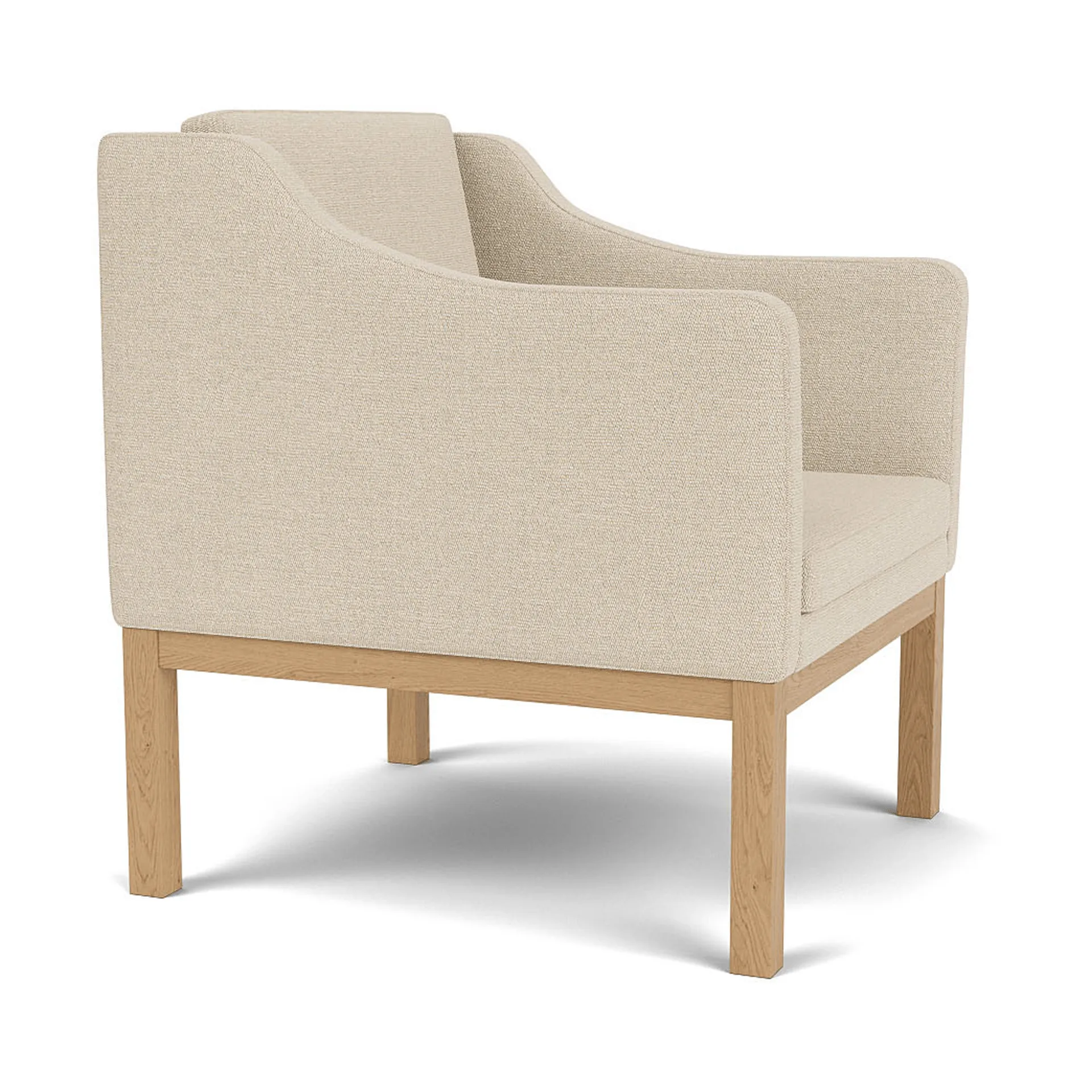 L46 MK155 easy chair lænestol armstol, Lakeret eg-tekstil beige FDB Møbler