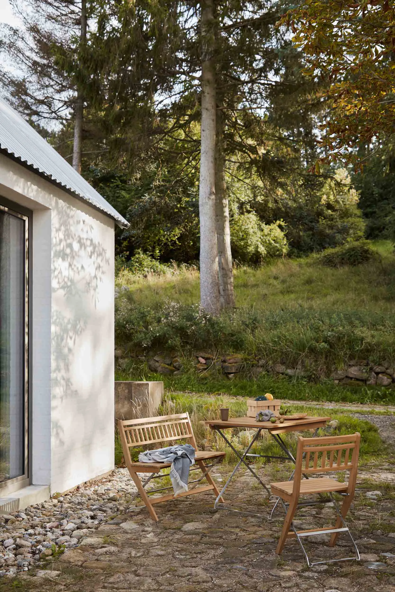 M26 Lilleø altanbord, Teak-rustfrit stål FDB Møbler