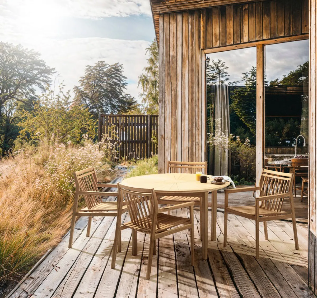 M27 Sammen havebord Ø120 cm, Teak solid oiled FDB Møbler