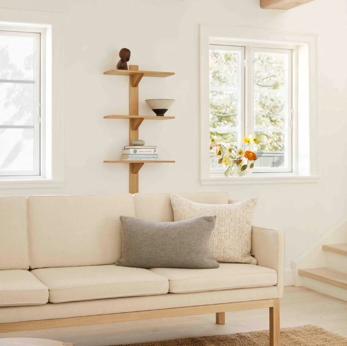 MK46 Mogens Koch 3-personers sofa, Lacquered oak-beige 90 FDB Møbler