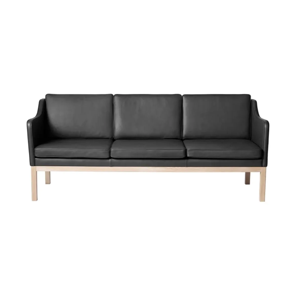 MK46 Mogens Koch 3-personers sofa, Lacquered oak-black leather FDB Møbler