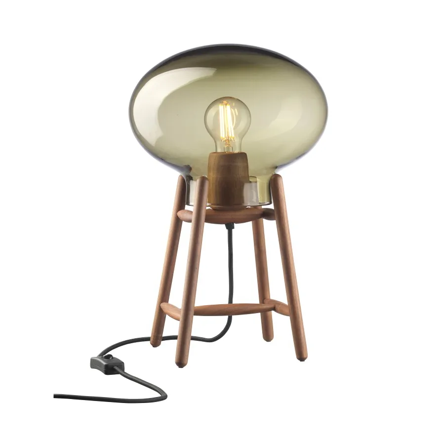 U4 Hiti bordlampe, Smoked glass-walnut nature lacquered FDB Møbler