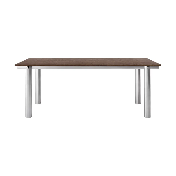 Atura spisebord - Brushed stainless steel-dark stained oak, 90x200 cm - Ferm Living