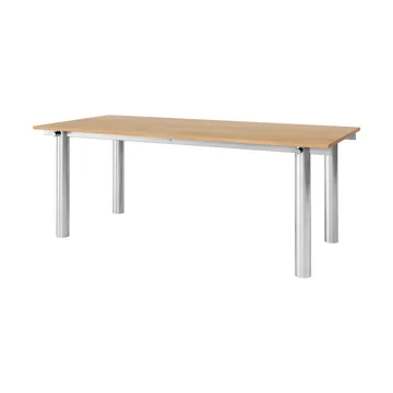 Atura spisebord - Brushed stainless steel-natural oak, 90x200 cm - Ferm Living