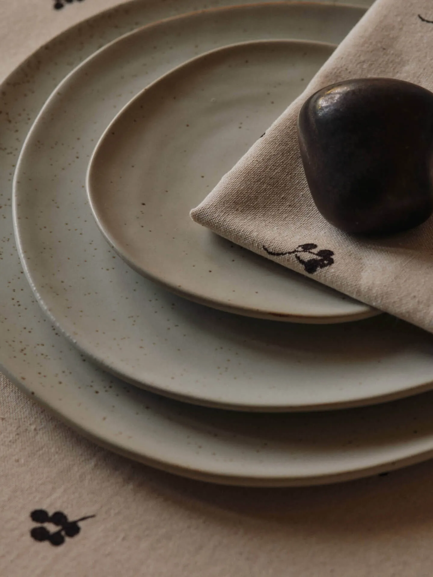 Baies bomuldsserviet 40x40 cm 4-pak, Natural-dark chocolate Ferm Living