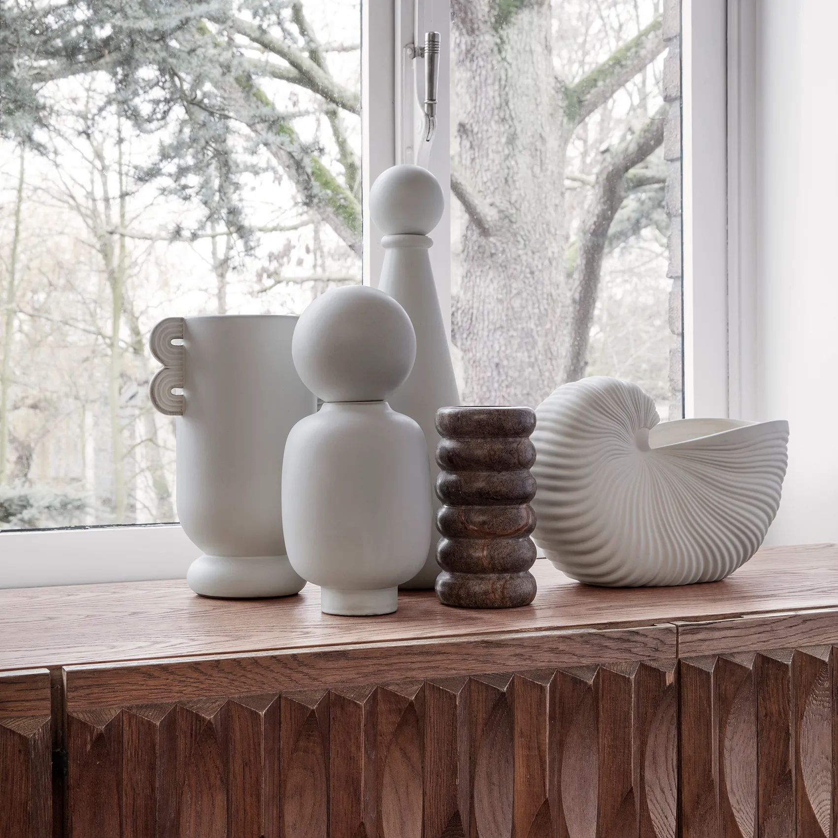 Bendum vase, Brun marmor Ferm Living