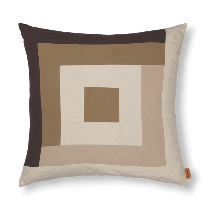 Border patchwork pudebetræk 50x50 cm - Coffee-dark sand - Ferm LIVING