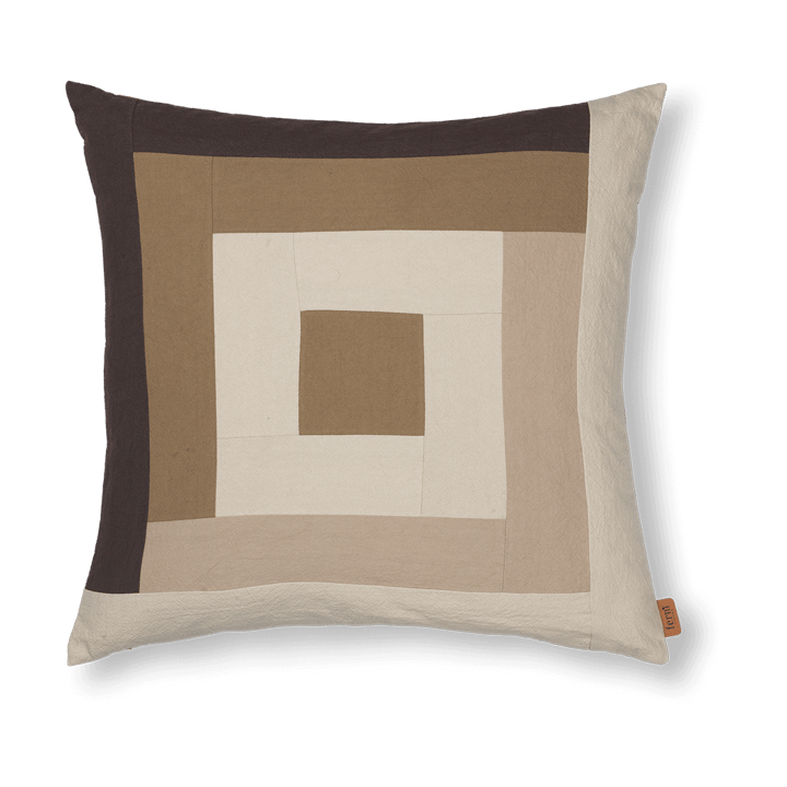 Border patchwork pudebetræk 50x50 cm - Coffee-dark sand - Ferm Living