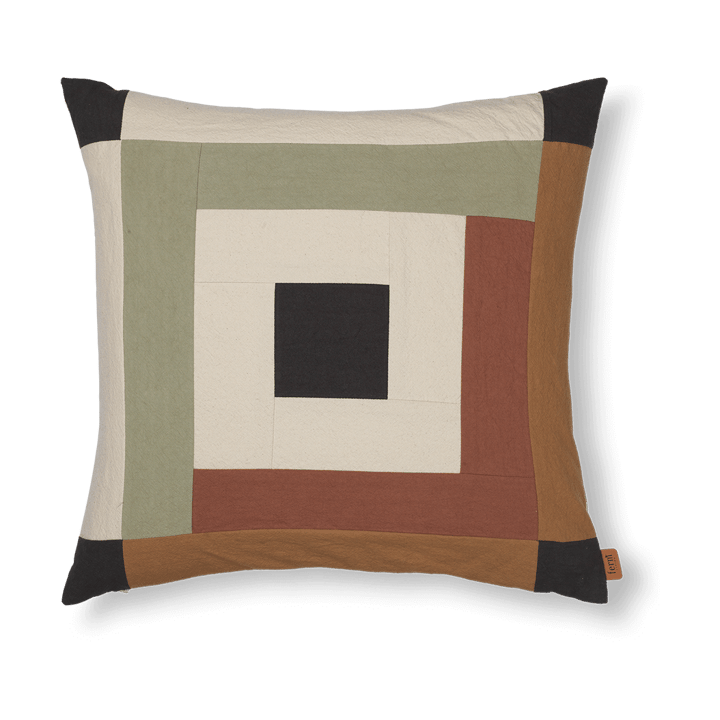 Border patchwork pudebetræk 50x50 cm - Dark sage-red brown - Ferm Living