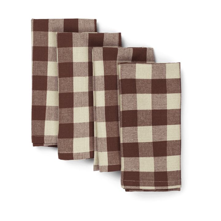 Bothy Check bomuldsservietter 40x40 cm 4-pak - Cinnamon-grey green - Ferm Living