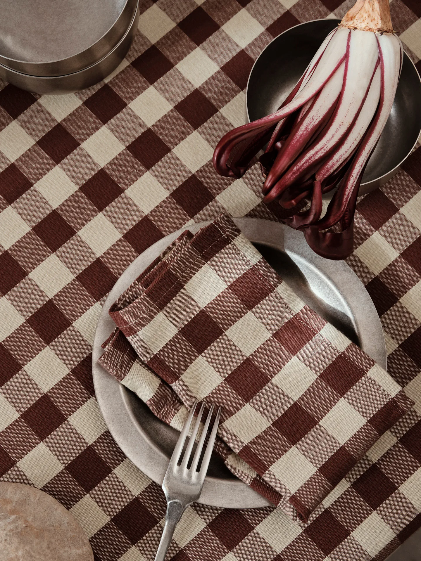 Bothy Check bomuldsservietter 40x40 cm 4-pak, Cinnamon-grey green Ferm Living