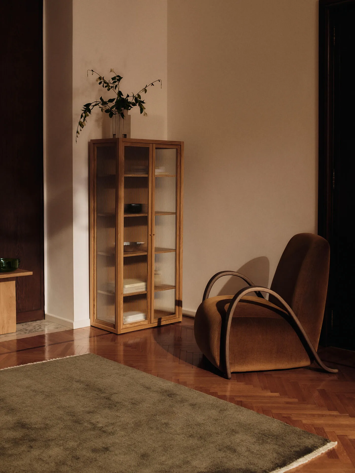 Buur lounge chair devoré velvet, Rust Ferm Living